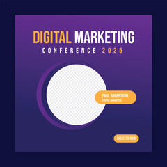 Wall Mural - Webinar and business conference social media post template. Online webinar social media post template. Business conference banner template.