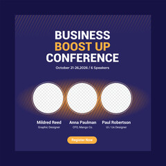 Wall Mural - Webinar and business conference social media post template. Online webinar social media post template. Business conference banner template.