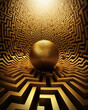 © Justlight - A maze of a financial track with a gleaming gold sphere at the end – ilrating the journey and risks of investing in gold.. AI generation. Generative AI