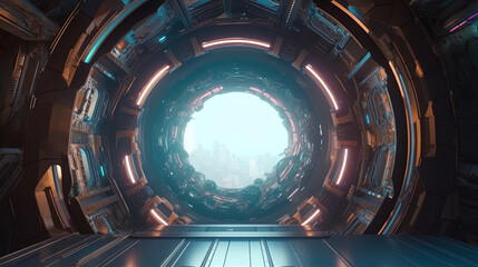 Wall Mural - science fiction fantasy portal. Generative Ai