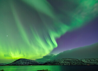 aurora borealis over the sea