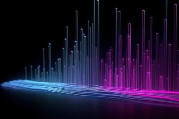 3d render, abstract background, colorful neon lines glowing in the dark, digital futuristic wallpaper