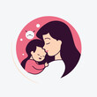 © abangaboy - Vector Illustration Of Mother Holding Baby Son In Arms. Happy Mother`s Day Greeting Card.
