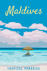 Wall Mural - Maldives travel poster tropical resort vintage