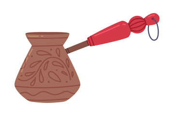 Wall Mural - Cezve as Long-handled Pot and Traditional Istanbul Symbol Vector Illustration