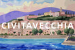 Civitavecchia: Beautiful painting of an Italian village with the name Civitavecchia in Lazio
