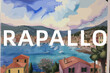 Rapallo: Beautiful painting of an Italian village with the name Rapallo in Liguria