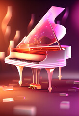 Poster - Beautiful abstract Piano concept, contemporary on bright bokeh background 3d pink and peach colors. Generative AI technology.
