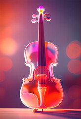 Aufkleber - Beautiful abstract Violin concept, contemporary on bright bokeh background 3d pink and peach colors. Generative AI technology.
