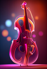 Aufkleber - Beautiful abstract Double bass concept, contemporary on bright bokeh background 3d pink and peach colors. Generative AI technology.
