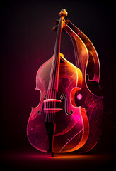 Aufkleber - Beautiful abstract Double bass concept, contemporary on bright bokeh background 3d pink and peach colors. Generative AI technology.
