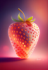 Beautiful abstract Strawberry concept, contemporary on bright bokeh background 3d pink and peach colors. Generative AI technology.
