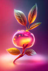Poster - Beautiful abstract Acai berry concept, contemporary on bright bokeh background 3d pink and peach colors. Generative AI technology.
