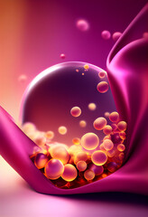 Aufkleber - Beautiful abstract Lingonberry concept, contemporary on bright bokeh background 3d pink and peach colors. Generative AI technology.
