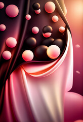Aufkleber - Beautiful abstract Boysenberry concept, contemporary on bright bokeh background 3d pink and peach colors. Generative AI technology.
