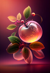 Wall Mural - Beautiful abstract Serviceberry concept, contemporary on bright bokeh background 3d pink and peach colors. Generative AI technology.
