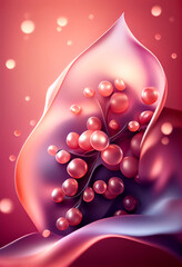 Aufkleber - Beautiful abstract Barberry concept, contemporary on bright bokeh background 3d pink and peach colors. Generative AI technology.
