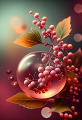 Aufkleber - Beautiful abstract Barberry concept, contemporary on bright bokeh background 3d pink and peach colors. Generative AI technology.
