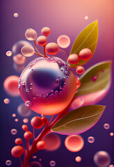Aufkleber - Beautiful abstract Rose hip concept, contemporary on bright bokeh background 3d pink and peach colors. Generative AI technology.
