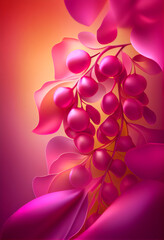 Aufkleber - Beautiful abstract flower Foxglove from smooth elegant transparent fabric concept, contemporary on bright bokeh background 3d pink and peach colors. Generative AI technology.
