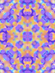 Aufkleber - Symmetrical pattern of spiral shaped objects with a colorful striped texture. 3d rendering abstract background