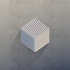 Aufkleber - Isometric projection of a white cube divided into slices. 3d rendering digital illustration