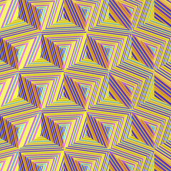 Fototapete - Striped texture of thin slices decorates an abstract pattern of cubes. 3d rendering digital illustration