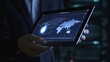 © Ameer - Business Intelligence, Data analysis technology concept. Businessman using digital tablet programming with AI modern computer dashboard, hand pushing button on a touch screen interface, Generative AI