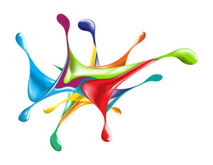 Wall Mural - splashes of ink with colorful drops in abstract shape