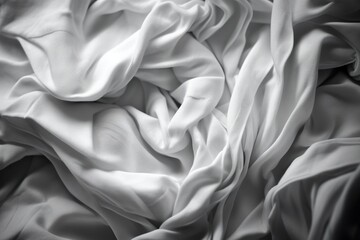 White silk fabric. White bedsheet closeup. AI Generated. 