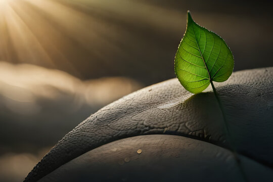 leaf on black background