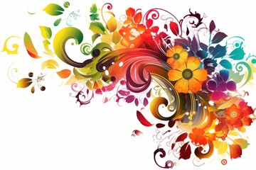 Sticker - Abstract background with colorful floral flourish. Generative AI