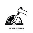 © momoforsale - Lever switch icon. Hand holding lever switch on and off isolated on background vector illustration.