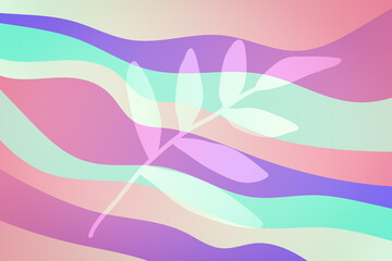 Wall Mural - abstract drawing background with branch. wavy leaf.