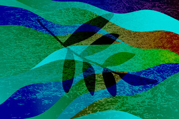 Wall Mural - abstract drawing background with branch. wavy leaf.
