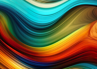 Canvas Print - Modern wavy lines abstract background. Wavy background in many colors. Can be used as wallpaper, background or web interface in 3D design. Abstract beautiful waves background AI generated illustration