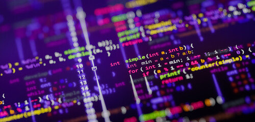 Wall Mural - coding programming developing typing script source languages symbols project data software engineeri