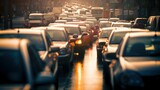 Fototapeta Miasta - congestion on the road. transport workers strike concept. Generative AI Generative AI