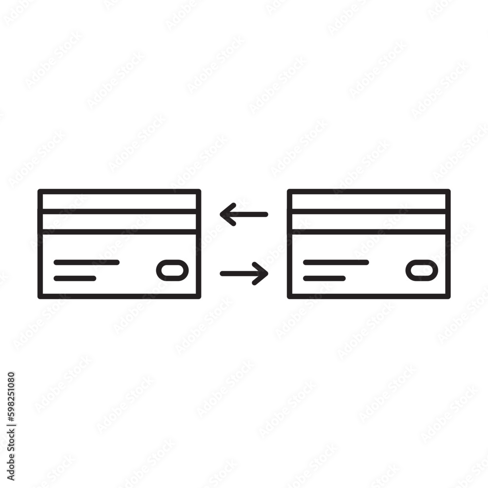 remittance between two credit cards. lineart flat simplify modern ...