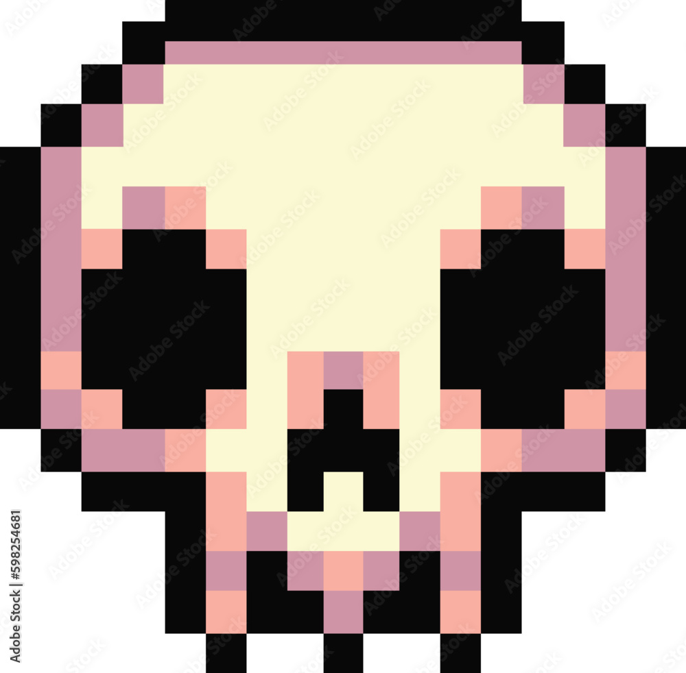 8bit pixel art of a skull Stock Vector | Adobe Stock