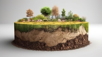 earth land soil layers 3d illustration round soil ground cross section float landscape fantasy float