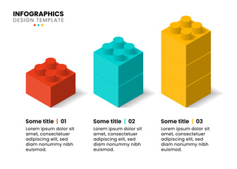 Infographic template. 3 building blocks with icons and text