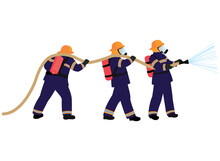 Vector Illustration Of A Rescue Firefighter Wearing Uniform And Various Equipment To Save Someone Who Needs Help