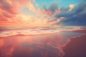 Sticker - picturesque sunset over the vast ocean. Generative AI Generative AI