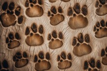 Pattern Of Paw Prints From A Brown Dog. Generative AI