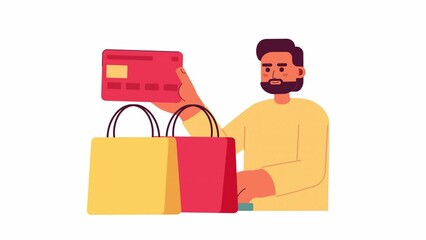 Wall Mural - checkout in online store animation. animated male customer with card paying for goods 2d cartoon fla