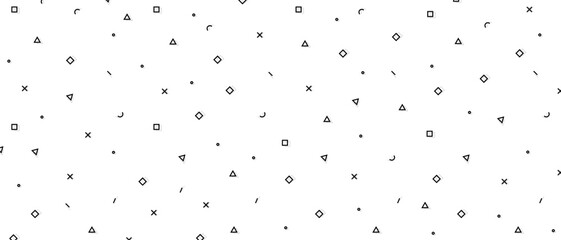 Hipster pattern with black and white geometric forms. Retro 80s-90s pattern background. Vector EPS 10