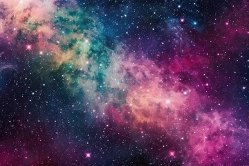 Canvas Print - vibrant and celestial space filled with shining stars and swirling dust clouds. Generative AI Generative AI