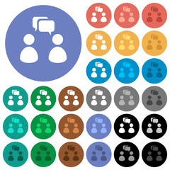 Poster - Two talking persons with rounded square bubbles solid round flat multi colored icons