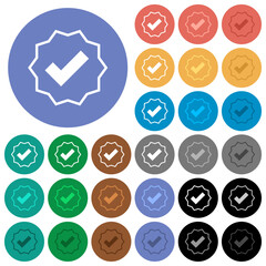 Poster - Verified sticker outline round flat multi colored icons